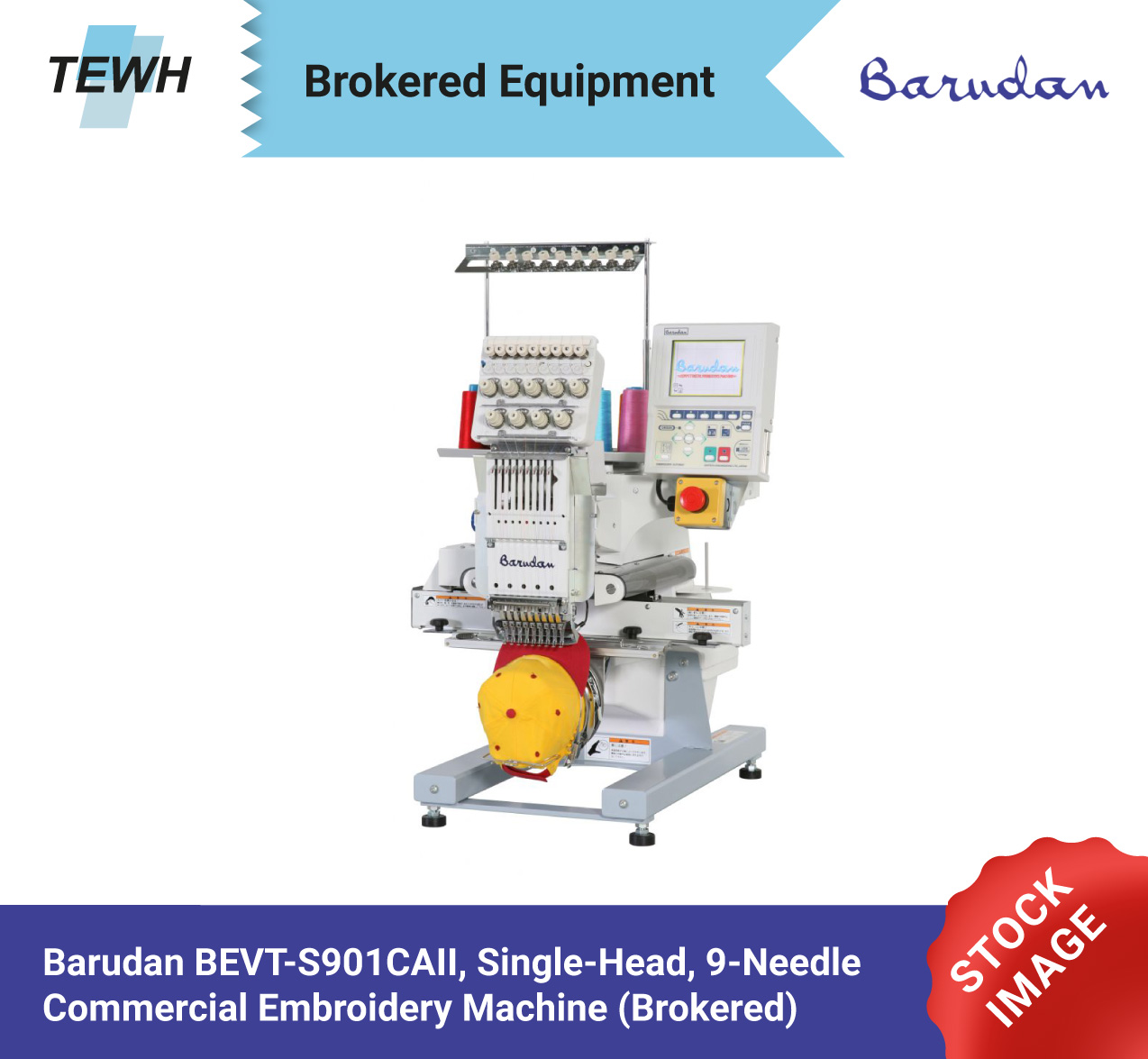 Barudan BEVT-S901CAII, Single-Head, 9-Needle, Commercial Embroidery ...