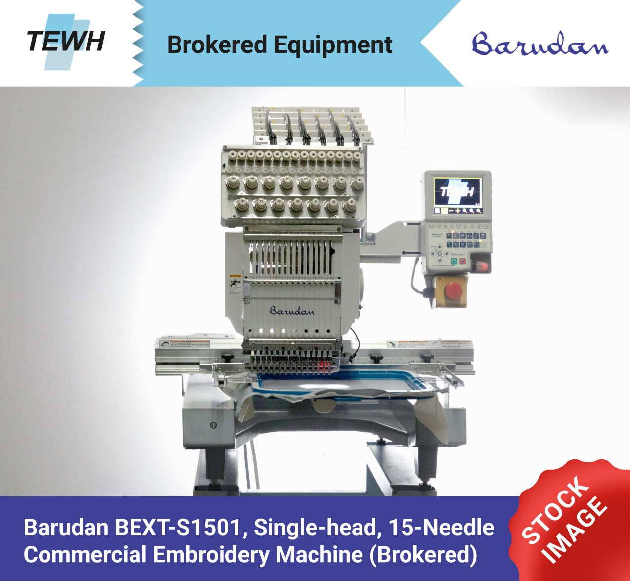 Barudan BEXT-S1501, Single-Head, 15-Needle, Commercial Embroidery ...