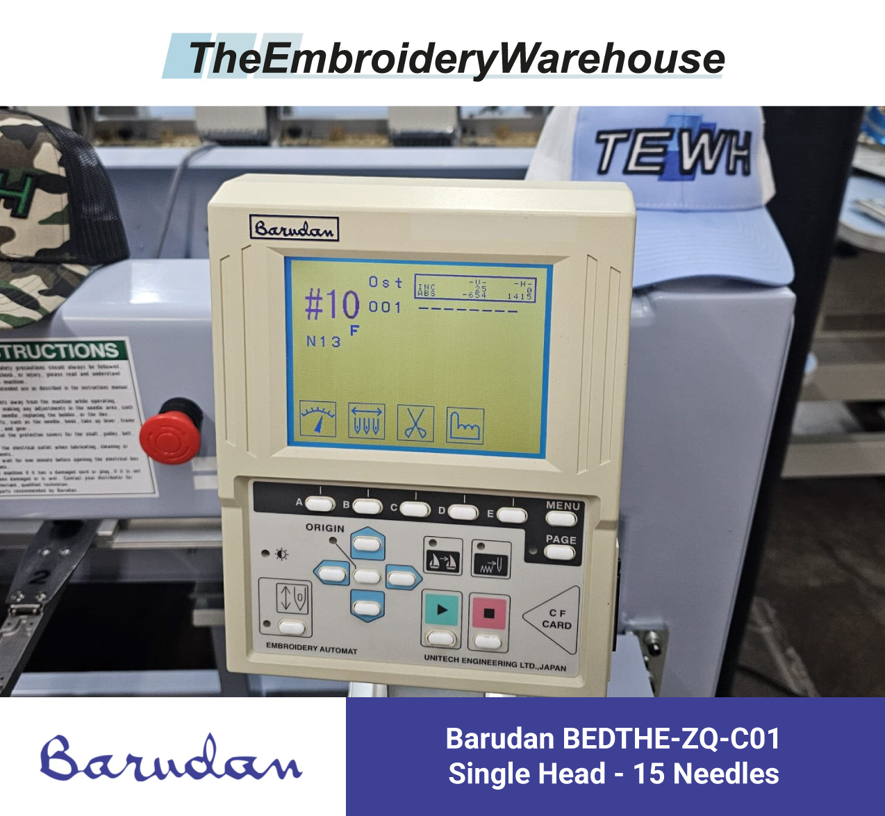 Barudan BEDTHE-ZQ-C01 - 1 Head - 15 Needles - Commercial Embroidery Machine