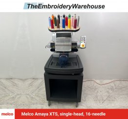 Melco Amaya XTS, single-head, 16-needle, commercial embroidery machine