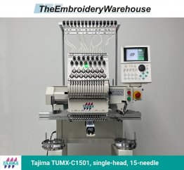 Tajima TUMX-C1501, single-head, 15-needle, commercial embroidery machine