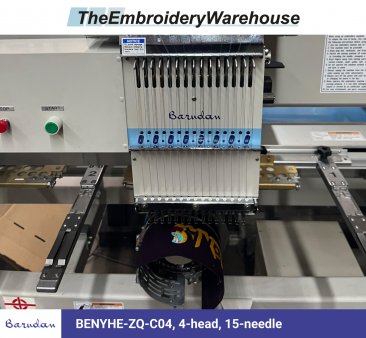 Barudan BENYHE-ZQ-C04, 4-head, 15-needle, commercial embroidery machine