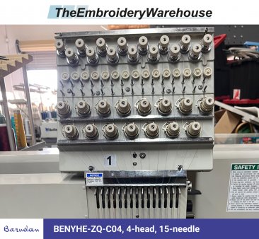 Barudan BENYHE-ZQ-C04, 4-head, 15-needle, commercial embroidery machine