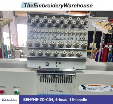 Barudan BENYHE-ZQ-C04, 4-head, 15-needle, commercial embroidery machine