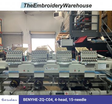 Barudan BENYHE-ZQ-C04, 4-head, 15-needle, commercial embroidery machine