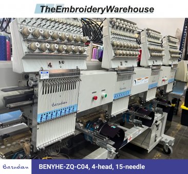 Barudan BENYHE-ZQ-C04, 4-head, 15-needle, commercial embroidery machine