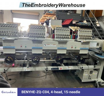 Barudan BENYHE-ZQ-C04, 4-head, 15-needle, commercial embroidery machine