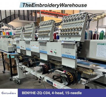 Barudan BENYHE-ZQ-C04, 4-head, 15-needle, commercial embroidery machine