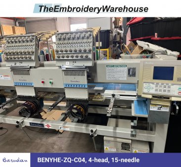 Barudan BENYHE-ZQ-C04, 4-head, 15-needle, commercial embroidery machine