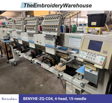 Barudan BENYHE-ZQ-C04, 4-head, 15-needle, commercial embroidery machine