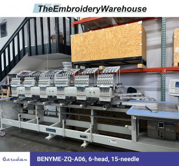 Barudan BENYME-ZQ-A06, 6-head, 15-needle, commercial embroidery machine