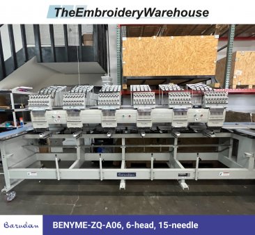 Barudan BENYME-ZQ-A06, 6-head, 15-needle, commercial embroidery machine