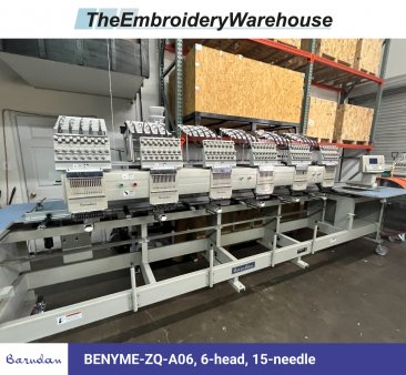 Barudan BENYME-ZQ-A06, 6-head, 15-needle, commercial embroidery machine