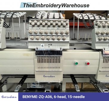 Barudan BENYME-ZQ-A06, 6-head, 15-needle, commercial embroidery machine