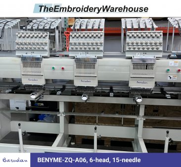 Barudan BENYME-ZQ-A06, 6-head, 15-needle, commercial embroidery machine