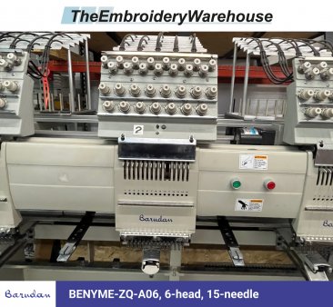 Barudan BENYME-ZQ-A06, 6-head, 15-needle, commercial embroidery machine