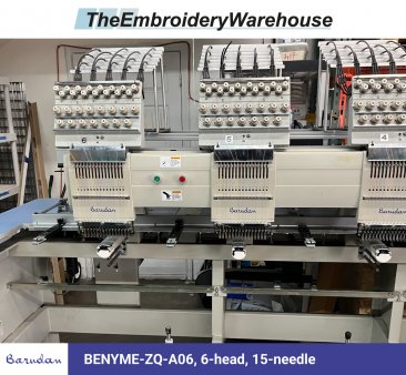 Barudan BENYME-ZQ-A06, 6-head, 15-needle, commercial embroidery machine