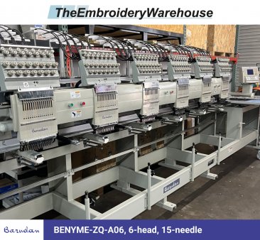 Barudan BENYME-ZQ-A06, 6-head, 15-needle, commercial embroidery machine