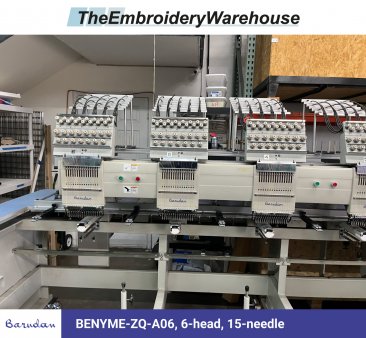 Barudan BENYME-ZQ-A06, 6-head, 15-needle, commercial embroidery machine