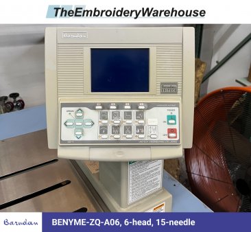 Barudan BENYME-ZQ-A06, 6-head, 15-needle, commercial embroidery machine