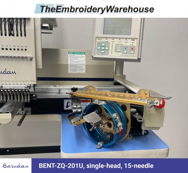 Barudan BENT-ZQ-201U, single-head, 15-needle, commercial embroidery machine