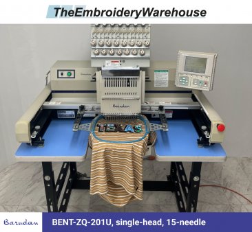 Barudan BENT-ZQ-201U, single-head, 15-needle, commercial embroidery machine