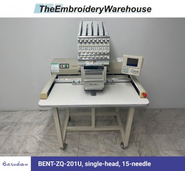 Barudan BENT-ZQ-201U, single-head, 15-needle, commercial embroidery machine