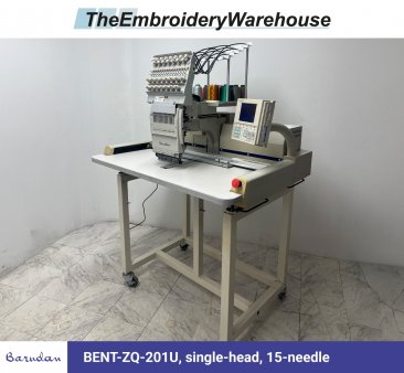 Barudan BENT-ZQ-201U, single-head, 15-needle, commercial embroidery machine