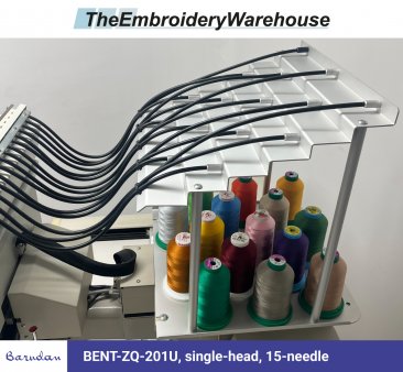 Barudan BENT-ZQ-201U, single-head, 15-needle, commercial embroidery machine