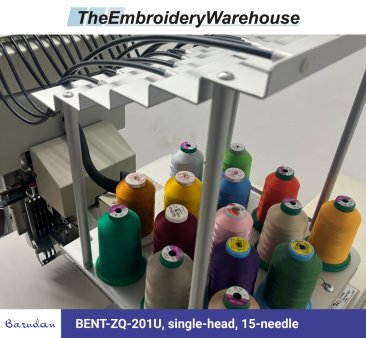 Barudan BENT-ZQ-201U, single-head, 15-needle, commercial embroidery machine