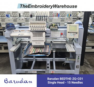 Barudan BEDTHE-ZQ-C01 - 1 Head - 15 Needles - Commercial Embroidery Machine