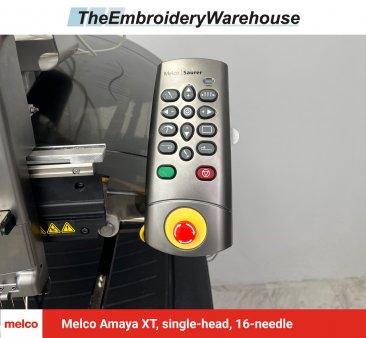 Melco Amaya XT, single-head, 16-needle, commercial embroidery machine