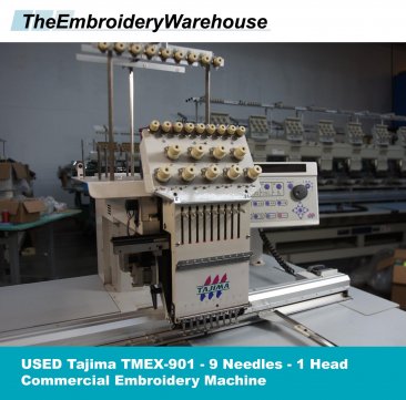 USED Tajima TMEX-901 - 9 Needles - 1 Head - Commercial Embroidery Machine