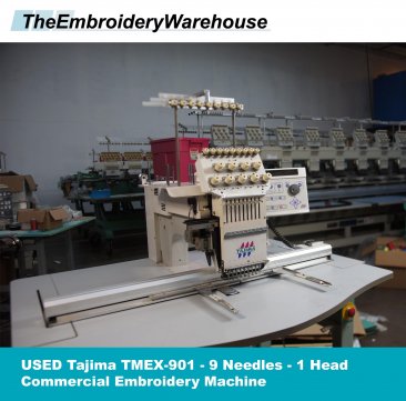 USED Tajima TMEX-901 - 9 Needles - 1 Head - Commercial Embroidery Machine