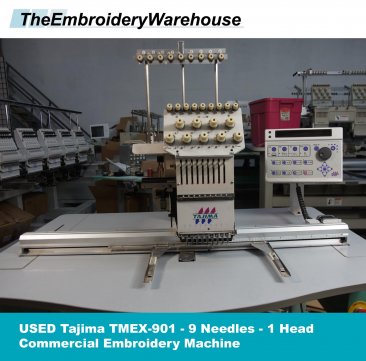 USED Tajima TMEX-901 - 9 Needles - 1 Head - Commercial Embroidery Machine