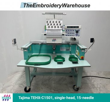 Tajima TMEX-C1501, single-head, 15-needle, commercial embroidery machine