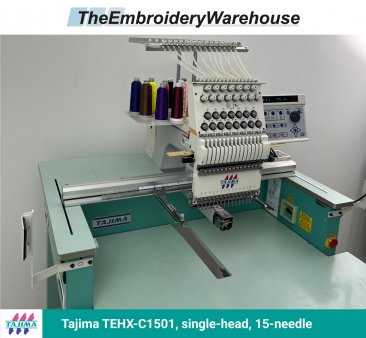 Tajima TEHX-C1501, single-head, 15-needle, commercial embroidery machine