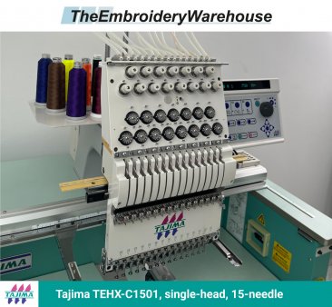 Tajima TEHX-C1501, single-head, 15-needle, commercial embroidery machine