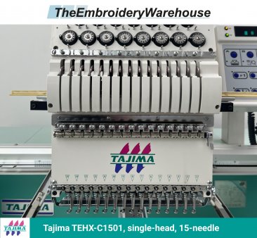 Tajima TEHX-C1501, single-head, 15-needle, commercial embroidery machine