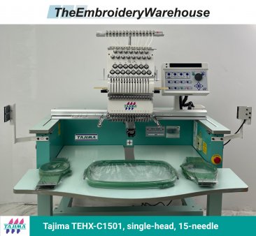 Tajima TEHX-C1501, single-head, 15-needle, commercial embroidery machine