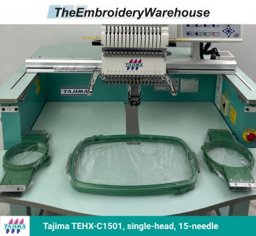 Tajima TEHX-C1501, single-head, 15-needle, commercial embroidery machine