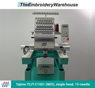 Tajima TEJT-C1501 (NEO) single-head, 15-needle, commercial embroidery machine