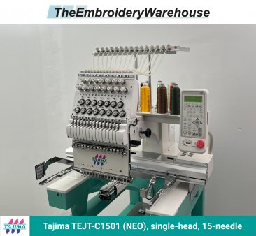 Tajima TEJT-C1501 (NEO) single-head, 15-needle, commercial embroidery machine