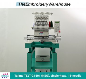 Tajima TEJT-C1501 (NEO) single-head, 15-needle, commercial embroidery machine