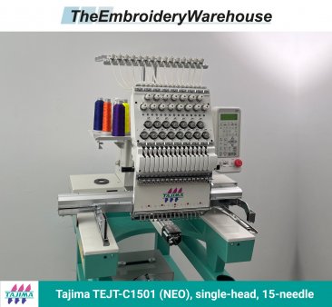 Tajima TEJT-C1501 (NEO) single-head, 15-needle, commercial embroidery machine