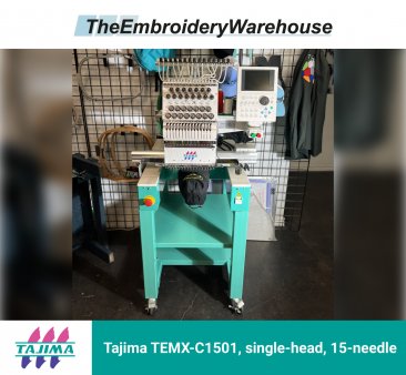 Tajima TEMX-C1501, single-head, 15-needle, commercial embroidery machine