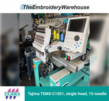 Tajima TEMX-C1501, single-head, 15-needle, commercial embroidery machine