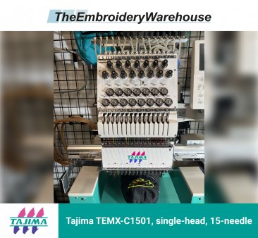 Tajima TEMX-C1501, single-head, 15-needle, commercial embroidery machine