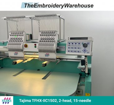 Tajima TFHX-IIC1502, 2-head, 15-needle, commercial embroidery machine