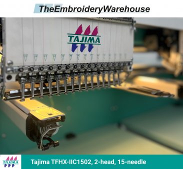 Tajima TFHX-IIC1502, 2-head, 15-needle, commercial embroidery machine